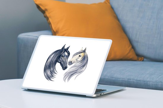 Sticker ordinateur portable - 14 pouces - Paarden - Aquarelle - Lunes - Filles - Enfants - Meiden