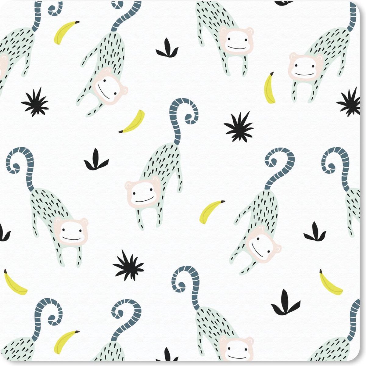 Muismat 20x20 cm - Mousepad Jungle - Aap - Banaan - Muismatten