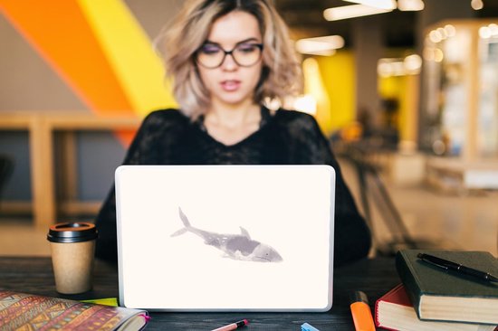 Sticker pour ordinateur portable - 14 pouces - Poisson - Mer - Aquarelle - 32x5x23x5cm - Autocollants pour ordinateur portable - Skin pour ordinateur portable - Housse