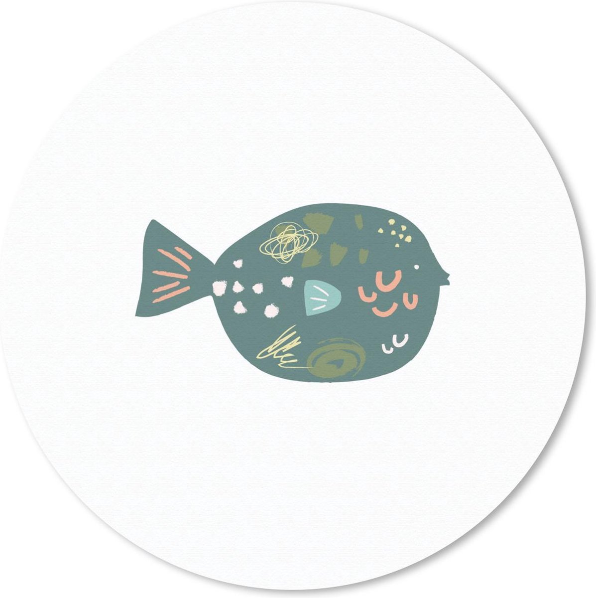 Muismat rond 30x30 cm - Mousepad Pastel - Groen - Vis - Ronde muismatten
