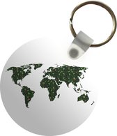 Porte-clés - Wereldkaart - Fleurs - Feuilles - Plastique - Rond - Cadeaux à distribuer