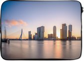 Laptophoes 14 inch - Rotterdam - Skyline - Zon - Laptop sleeve - Binnenmaat 34x23,5 cm - Zwarte achterkant