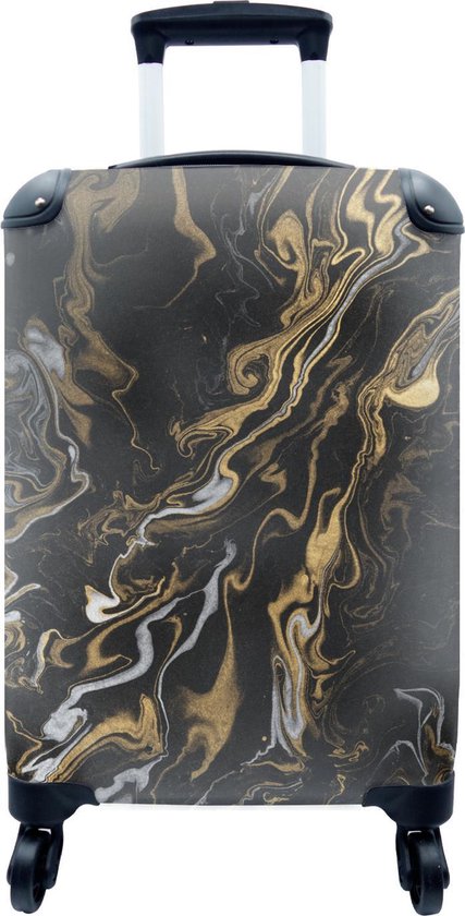 Koffer - Marmer print - Zilver - Goud - Abstract - Past binnen 55x40x20 cm  en 55x35x25... | bol.com