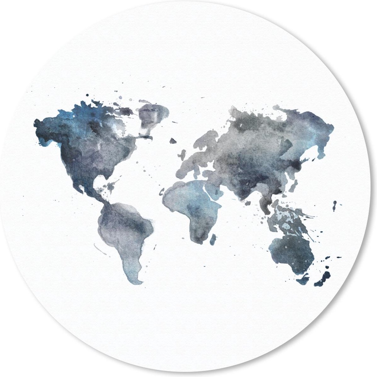Muismat rond 30x30 cm - Mousepad Wereldkaart - Waterverf - Abstract - Ronde muismatten