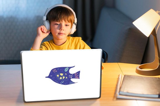 Sticker pour ordinateur portable - 13,3 pouces - Poisson - Violet - Pastel