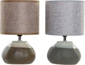 Bureaulamp DKD Home Decor Bruin Grijs Polyester Keramiek 220 V 50 W (2 pcs)
