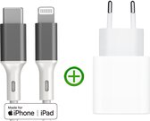 Snellader 20W met Fancy Grey edition USB-C naar Lightning Kabel 1m - Geschikt voor Apple iPhone - iPad - MFi Gecertificeerd