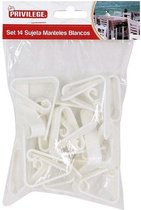 Tafelkleedclip Privilege 14 pcs Plastic Wit (4,5 cm)