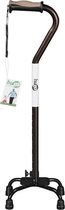 Hugo® Vierpoot wandelstok verstelbaar - klein - bruin - Hugo
