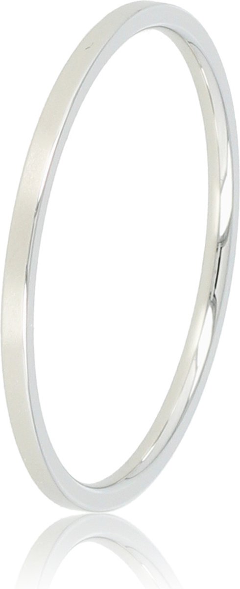 My Bendel - Fijne Stapelring Zilverkleurig 1mm - Fijne Zilverkleurige Stapelring 1mm - Hypoallergeen Stainless Steel - met Luxe Cadeauverpakking | Sieraden Voor Dames | Maat 18.00 Mm / Maat 57