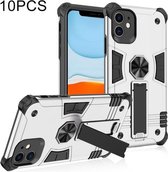 10 STKS schokbestendige TPU + pc-beschermhoes met onzichtbare houder voor iPhone 11 (zilver)