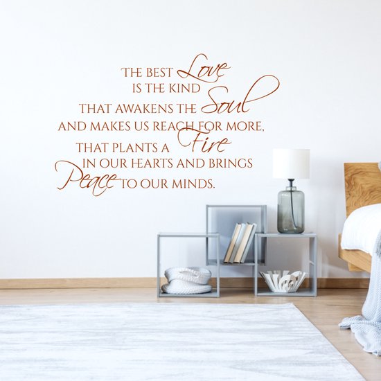 Muursticker Love Soul Fire Peace - Marron - 160 x 101 cm - Muursticker4Sale