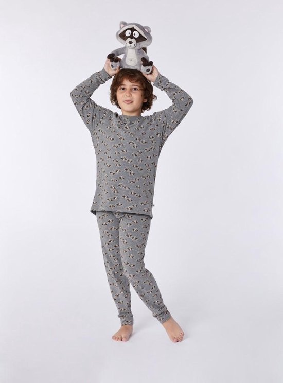 Woody Jongens-Heren pyjama grijs wasbeer - 2 | bol.com