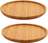 2x stuks bamboe houten broodplanken/serveerplanken/hamplanken rond 20 cm - Dienbladen van hout