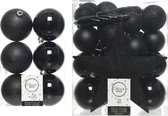 39x stuks kunststof kerstballen met ster piek zwart mix - Kerstversiering/boomversiering