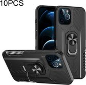 10 PCS Shield Armor PC + TPU-beschermhoes met 360 graden rotatieringhouder voor iPhone 12 mini (zwart)