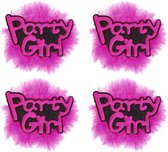 4x stuks roze vrijgezellen broche button Party Girl