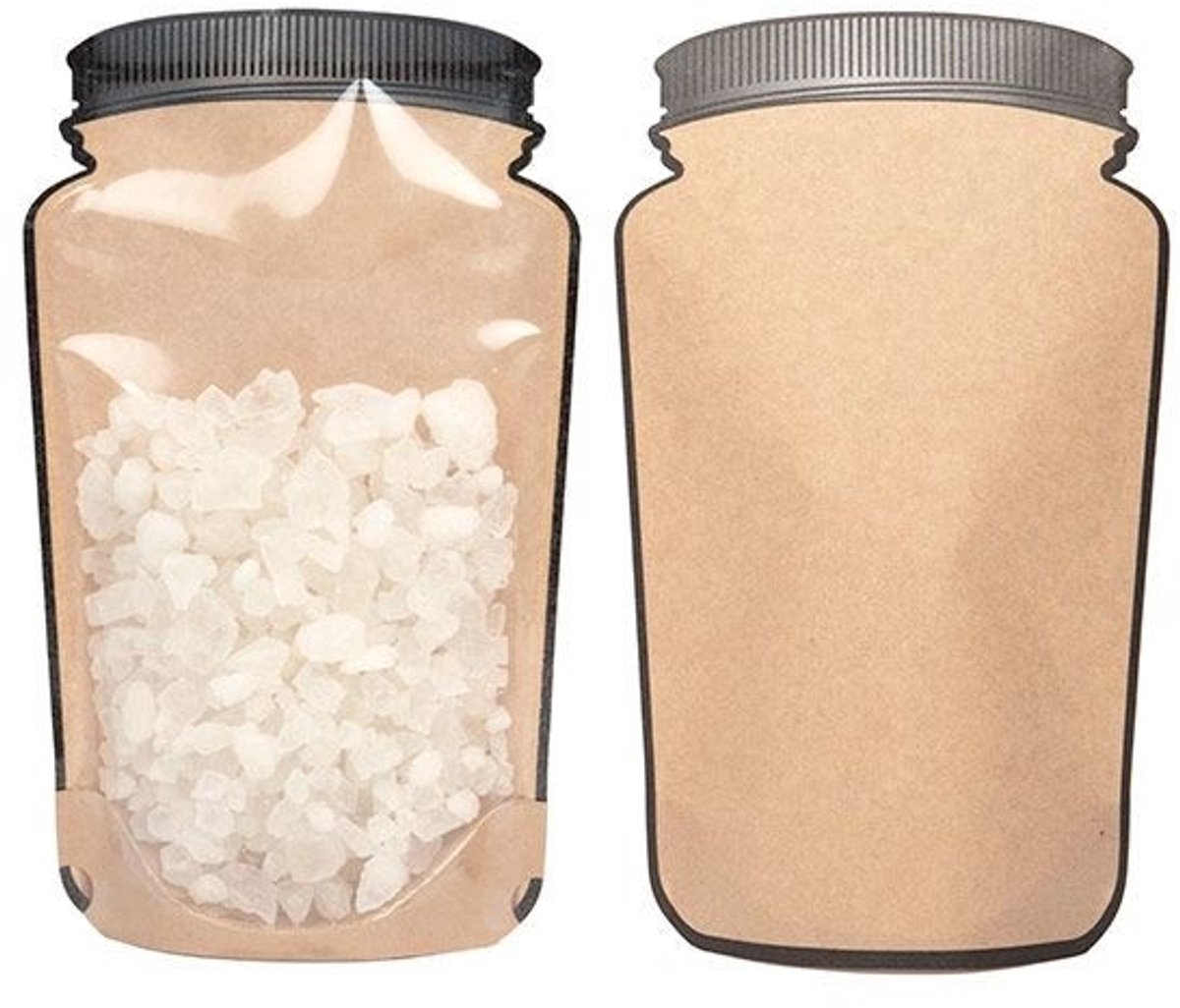Stazakken Kraft pot vorm met transparante voorzijde 15.2x7.9x25.4cm (100 stuks)