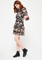 LOLALIZA Bloemenprint jurk - Zwart - Maat 40