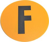 Magazijn vloersticker   -  Ø 19 cm   -  geel / zwart   -  Letter F