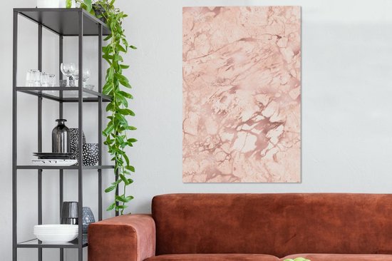 Canvas Schilderij Marmer - Aderen - Roze - 80x120 cm - Wanddecoratie