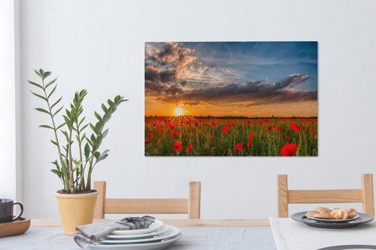 Peintures sur toile Coquelicots - Fleurs - Soleil - 90x60 cm - Décoration murale