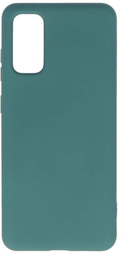 Étui de téléphone vert foncé, face avant avec découpe rectangulaire pour appareil photo.