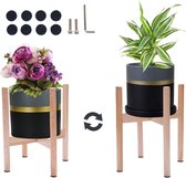 Bloempot Op Standaard -plant Stand, Retro Middle Of The Century Flower Plank, Hout, Plantrek, Bloempot Stand voor thuis, Kamer, Balkon, Pakket van 1 - (WK 02122)