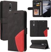 Voor Nokia 2.4 Dual-color Splicing Horizontale Flip PU Lederen Case met Houder & Kaartsleuven & Portemonnee (Zwart)