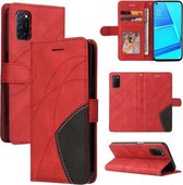 Voor OPPO A52/A72/A92 Dual-color splicing Horizontale Flip PU lederen tas met houder & kaartsleuven & portemonnee (rood)