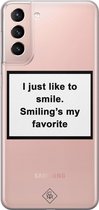 Casimoda® hoesje - Geschikt voor Samsung S21 - Always Smiling - Backcover - Siliconen/TPU - Wit