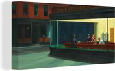 Canvas schilderij 160x80 cm - Wanddecoratie Nighthawks - Edward Hopper - Muurdecoratie woonkamer - Slaapkamer decoratie - Kamer accessoires - Schilderijen