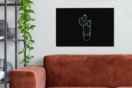 Tableau sur toile Été - Cactus - Pastel - 60x40 cm - Décoration murale