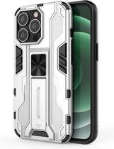 Supersonic PC + TPU schokbestendige beschermhoes met houder voor iPhone 13 Pro (zilver)