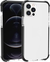 Vierhoekige schokbestendige TPU + acryl beschermhoes voor iPhone 13 Pro (zwart + transparant)