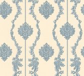 A.S. Création behangpapier barokprint blauw, zilver en beige - AS-344936 - 53 cm x 10,05 m