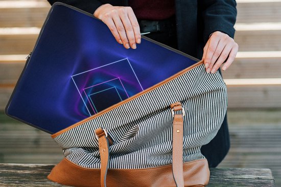 Housse ordinateur 17 pouces 41x32 cm - Neon Nature - Housse Macbook & Laptop Neon squares in tunnel - Housse ordinateur portable avec photo