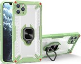 Matte TPU + PC magnetische schokbestendige hoes met ringhouder voor iPhone 13 mini (grasgroen)