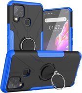 Voor Infinix Hot 10s Armor Bear schokbestendige pc + TPU-beschermhoes met ringhouder (blauw)