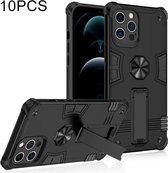 10 STKS schokbestendige TPU + pc-beschermhoes met onzichtbare houder voor iPhone 12 Pro Max (zwart)