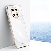 Voor Huawei Mate 40 Pro XINLI Straight 6D Plating Gold Edge TPU Shockproof Case (wit)
