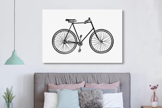 Toile Peinture Vintage - Vélo - Guidon - 150x100 cm - Décoration murale