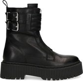 Sacha - Dames - Zwarte leren biker boots - Maat 37