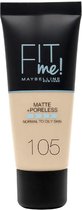 Vloeibare Foundation Maybelline Fit Me Matte & Poreless 105 Natural Ivory (30 ml)