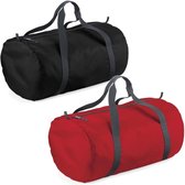Set van 2x kleine sport/draag tassen 50 x 30 x 26 cm - Zwart en Rood - Zwemspullen/speelgoed en meer