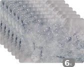 Placemat - Placemats kunststof - Marmer - Luxe - Glitter - 45x30 cm - 6 stuks - Hittebestendig - Anti-Slip - Onderlegger - Afneembaar