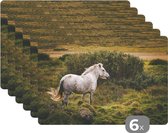 Placemat kinderen - Placemat - Placemats kunststof - Paard - Wit - IJsland - 45x30 cm - 6 stuks - Hittebestendig - Anti-Slip - Onderlegger - Afneembaar