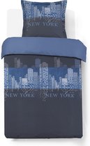 Vision - NY Skyline Blue - Dekbedovertrek 140x200cm met bijhorende sloop  - 100% katoen