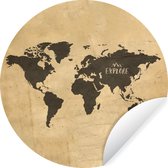 WallCircle - Stickers muraux - Cercle de papier peint - Wereldkaart - Vintage - Voyages - ⌀ 120 cm - Cercle mural - Autocollant - Sticker papier peint rond XXL