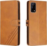 Voor Realme 7 5G Stiksels Stijl 2-Kleur Koe Textuur Horizontale Flip PU Lederen Case met Houder & Kaartsleuf & Lanyard (Geel)